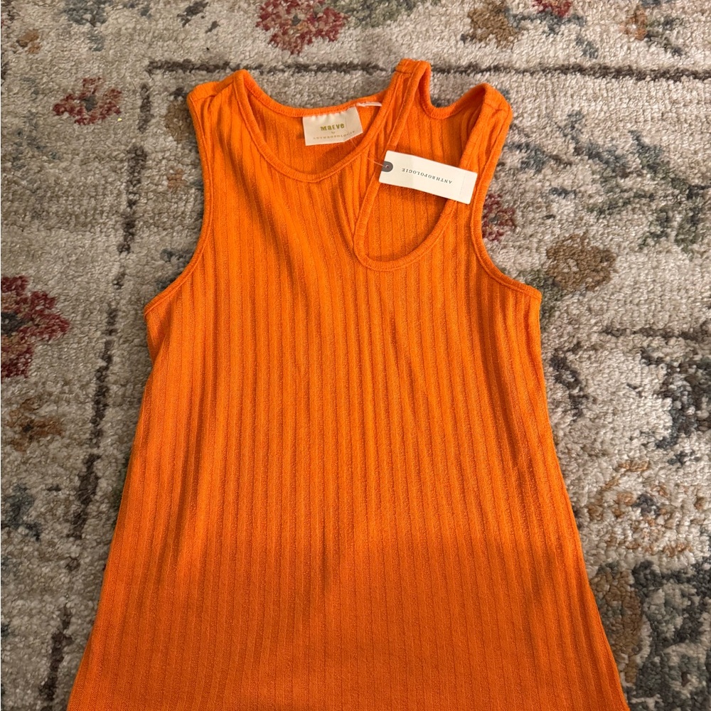 Maeve Orange Ribbed Sleeveless Tank Top